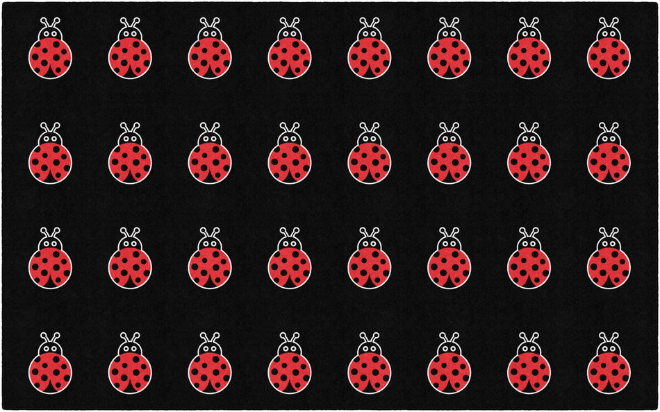 LADYBUGS ON BLACK CRISS CROSS RECTANGLE CARPETS 7'6" X 12'