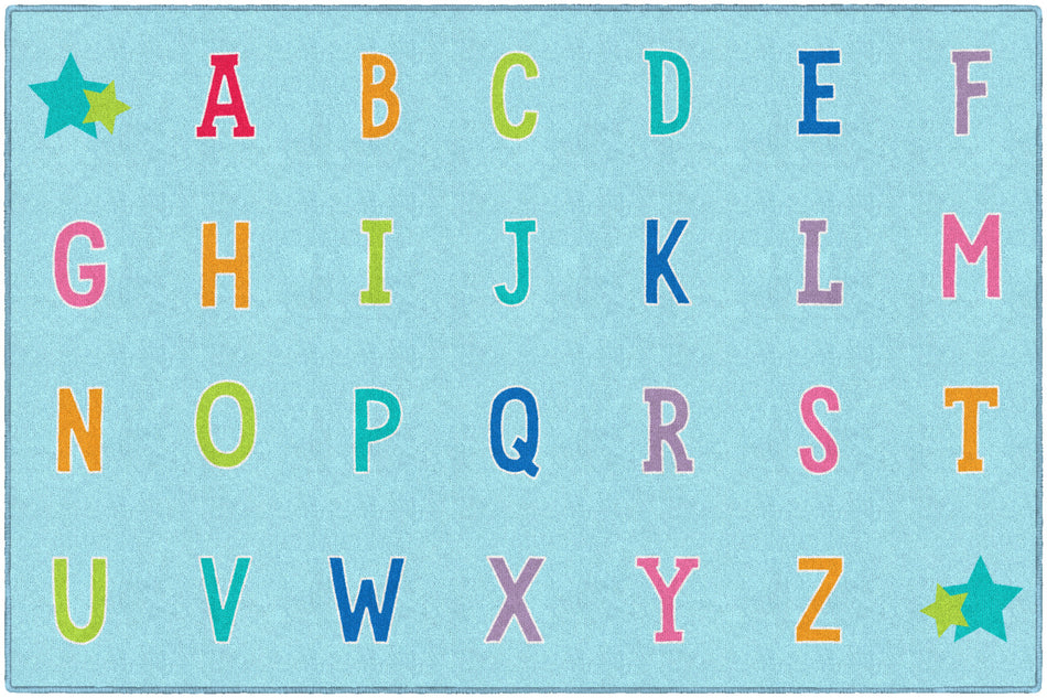 ALPHABET ON BLUE CRISS CROSS RECTANGLE CARPETS 5' X 7'6"