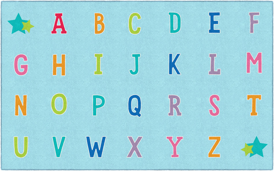 ALPHABET ON BLUE CRISS CROSS RECTANGLE CARPETS 7'6" X 12'
