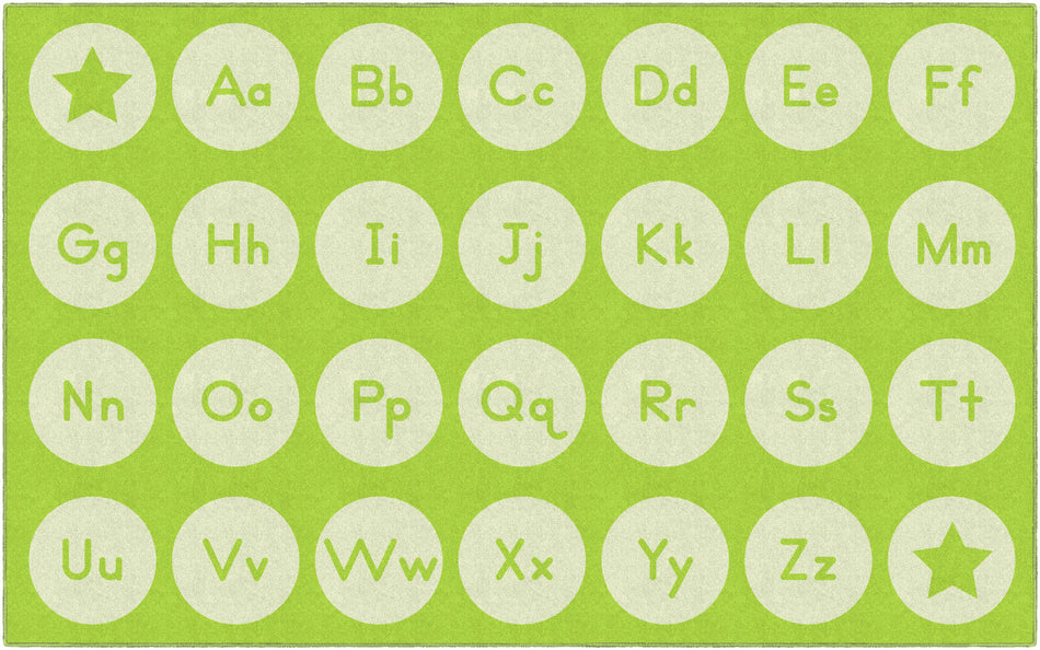 TONE ON TONE ALPHABET GREEN RECTANGLE CARPETS 7'6" X 12'