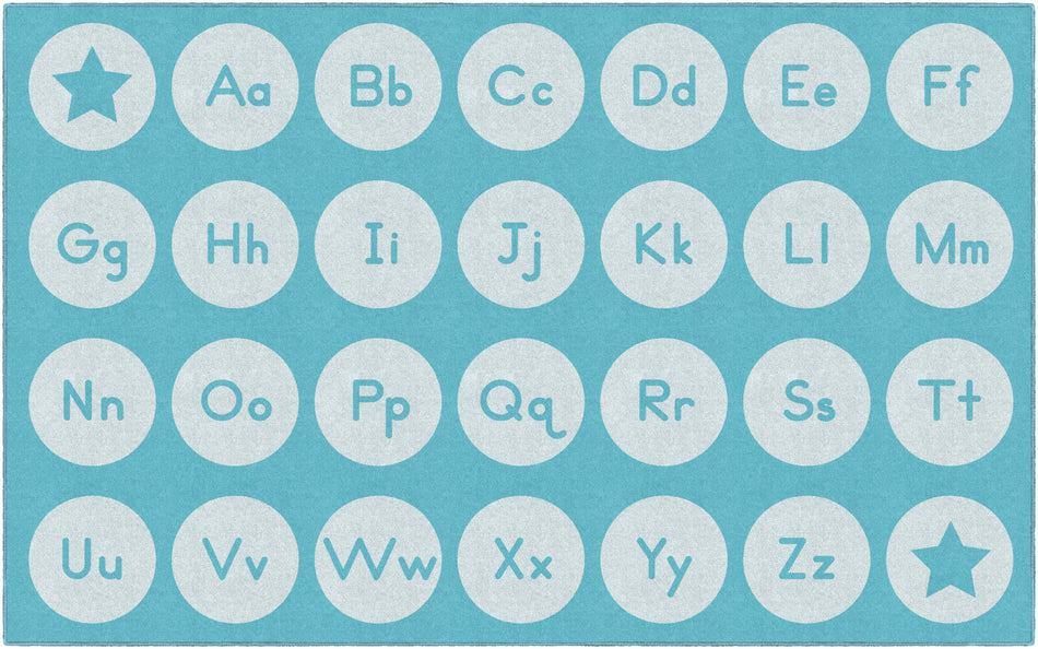 TONE ON TONE ALPHABET LIGHT BLUE RECTANGLE CARPETS 7'6" X 12'