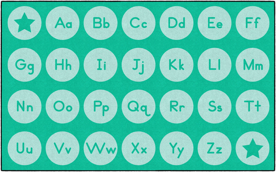 TONE ON TONE ALPHABET TEAL RECTANGLE CARPETS 7'6" X 12'