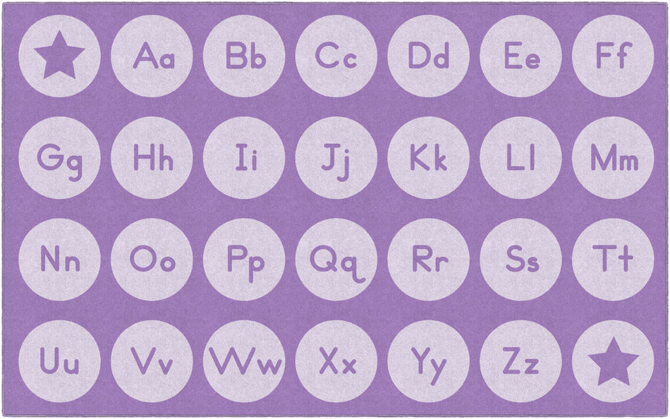 TONE ON TONE ALPHABET PURPLE RECTANGLE CARPETS 7'6" X 12'