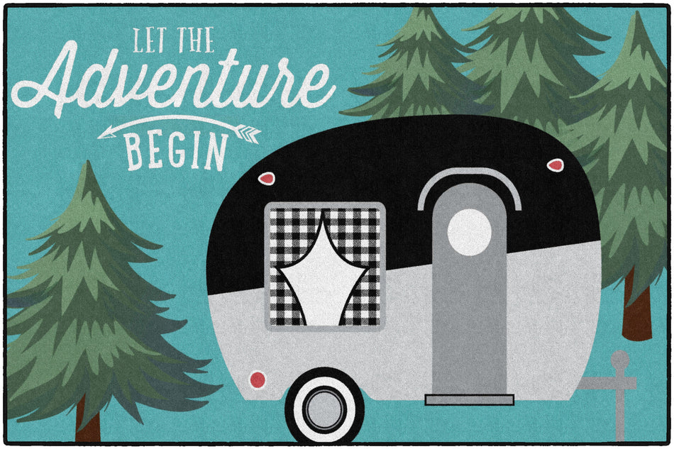 BLACK & WHITE CAMPER RECTANGLE CARPETS 5' X 7'6"