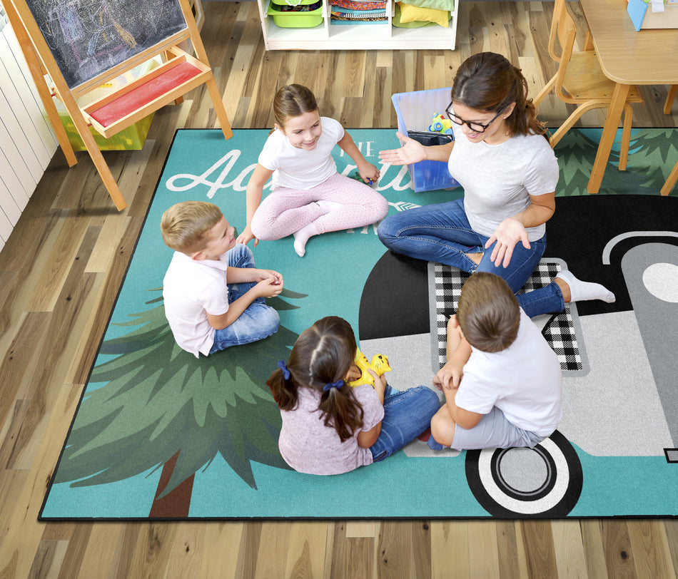 BLACK & WHITE CAMPER RECTANGLE CARPETS 7'6" X 12'