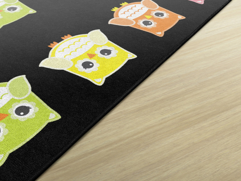 BRIGHT OWLS CRISS CROSS APPLESAUCE RECTANGLE CARPETS 7'6" X 12'