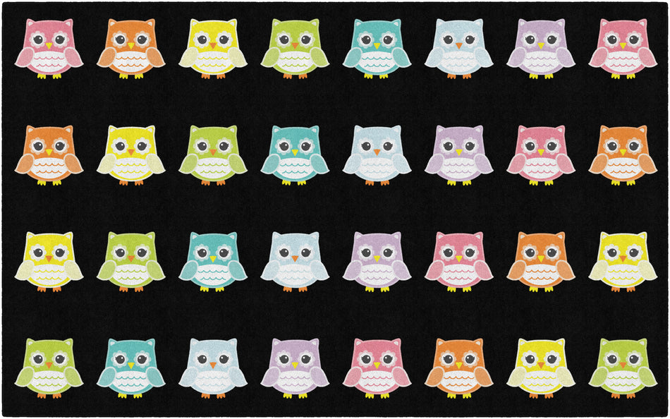 BRIGHT OWLS CRISS CROSS APPLESAUCE RECTANGLE CARPETS 7'6" X 12'
