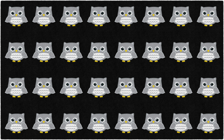GRAY OWLS CRISS CROSS APPLESAUCE RECTANGLE CARPETS 7'6" X 12'