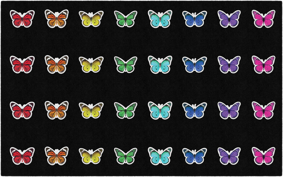 RAINBOW BUTTERFLY CRISSCROSS APPLESAUCE RECTANGLE CARPETS 7'6" X 12'
