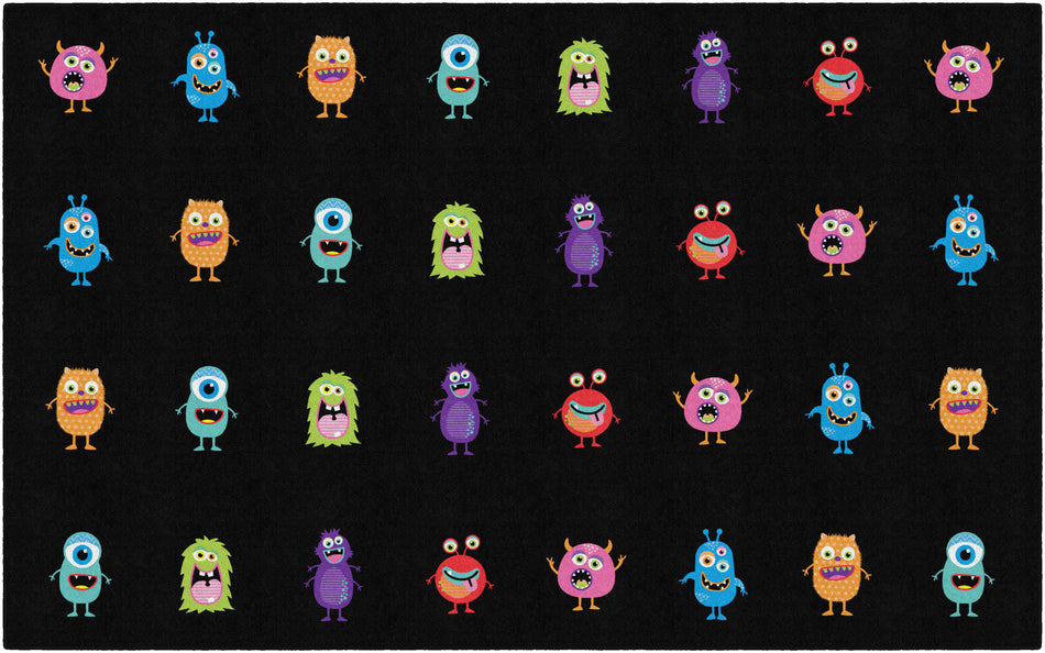 LITTLE MONSTERS CRISS CROSS APPLESAUCE RECTANGLE CARPETS 7'6" X 12'