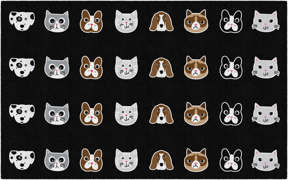 RAINING CATS AND DOGS CRISS CROSS APPLESAUCE RECTANGLE CARPETS 7'6" X 12'