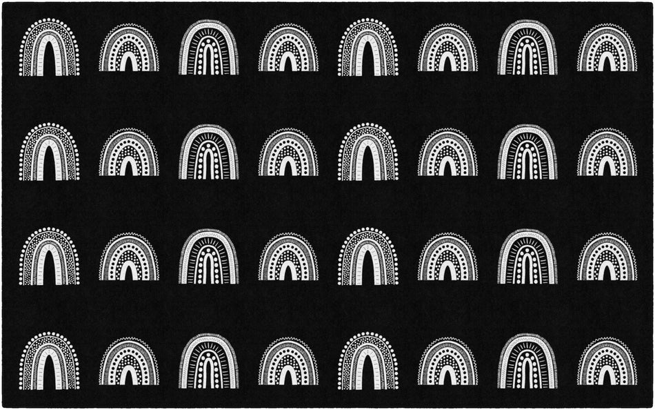 BOHO RAINBOW BLACK CRISS CROSS APPLESAUCE RECTANGLE CARPETS 7'6" X 12'