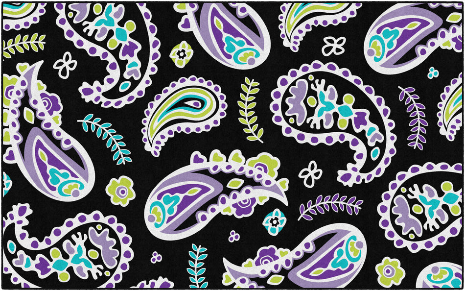MIDNIGHT ORCHID PAISLEY RECTANGLE CARPETS 7'6" X 12'