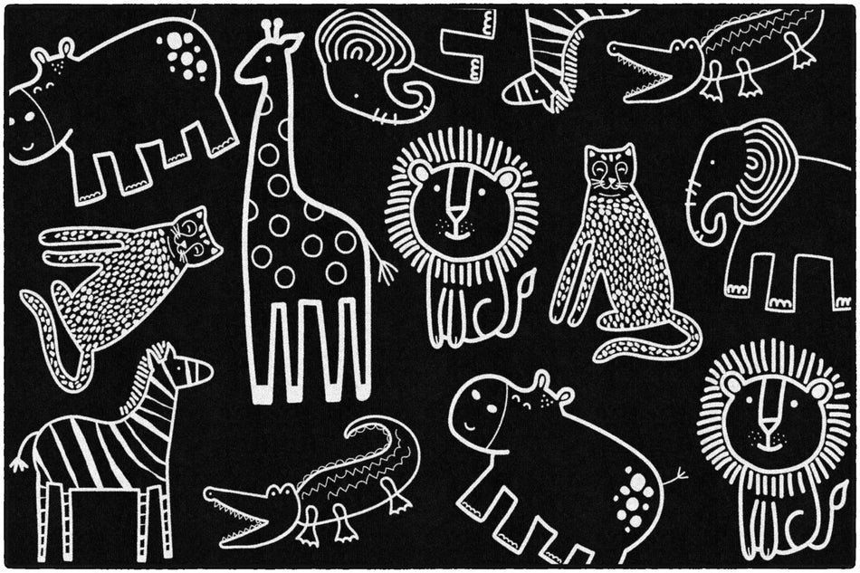 BLACK AND WHITE RECTANGLE CARPETS 5' X 7'6"
