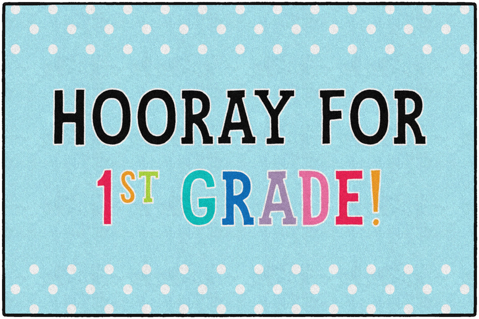 Hooray for 1st Grade on Light Blue RECTANGLE CARPETS 5' X 7'6"
