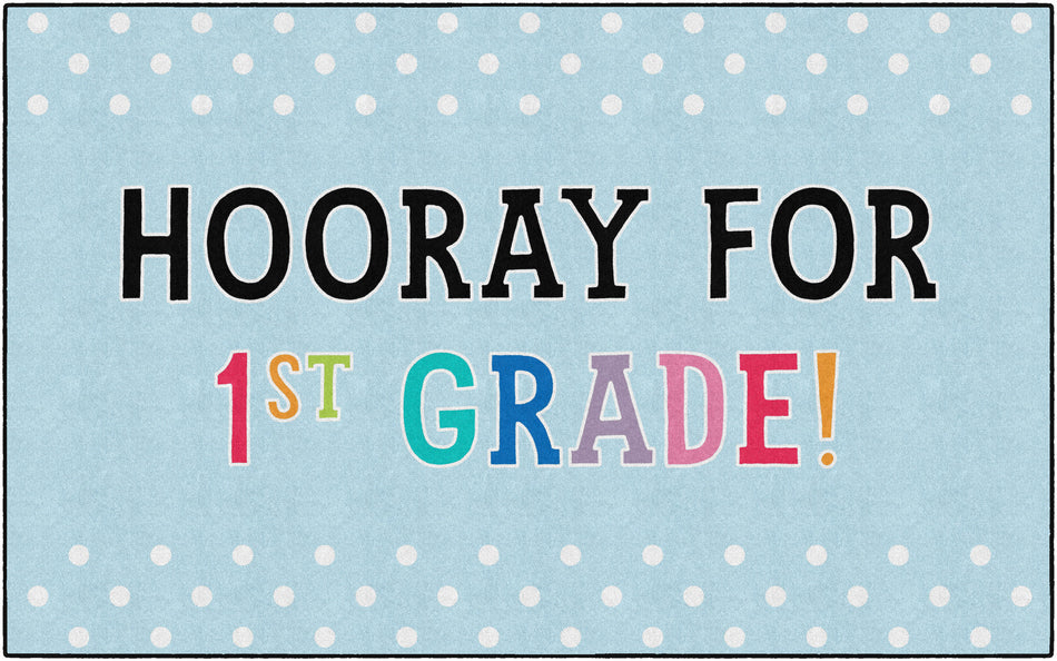 Hooray for 1st Grade on Light Blue RECTANGLE CARPETS 7'6" X 12'