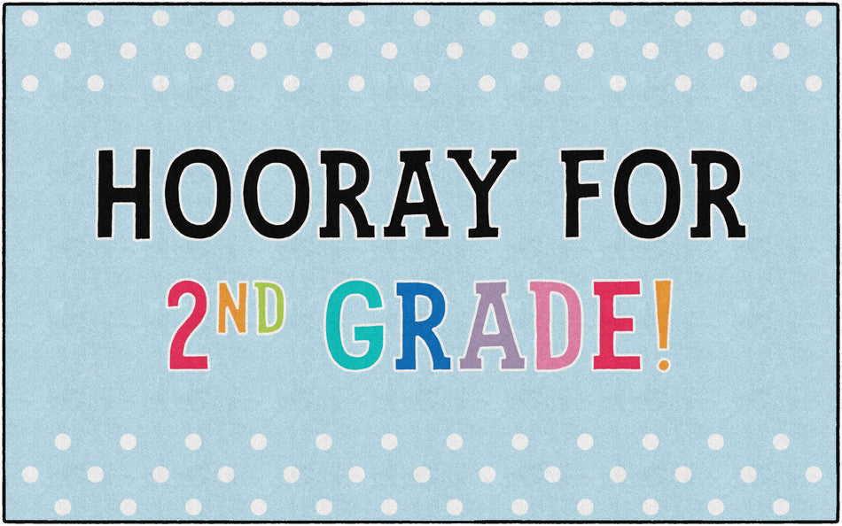Hooray for 2nd Grade on Light Blue RECTANGLE CARPETS 7'6" X 12'