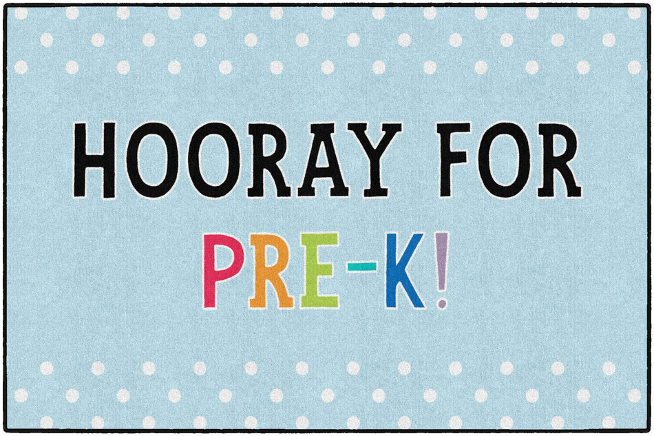 Hooray for PreK on Light Blue RECTANGLE CARPETS 5' X 7'6"