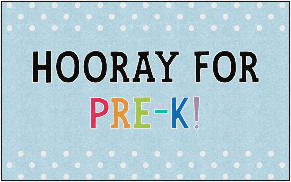 Hooray for PreK on Light Blue RECTANGLE CARPETS 7'6" X 12'