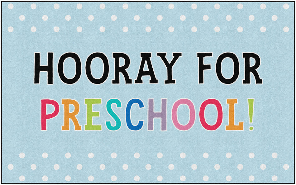 Hooray for Preschool on Light Blue RECTANGLE CARPETS 7'6" X 12'