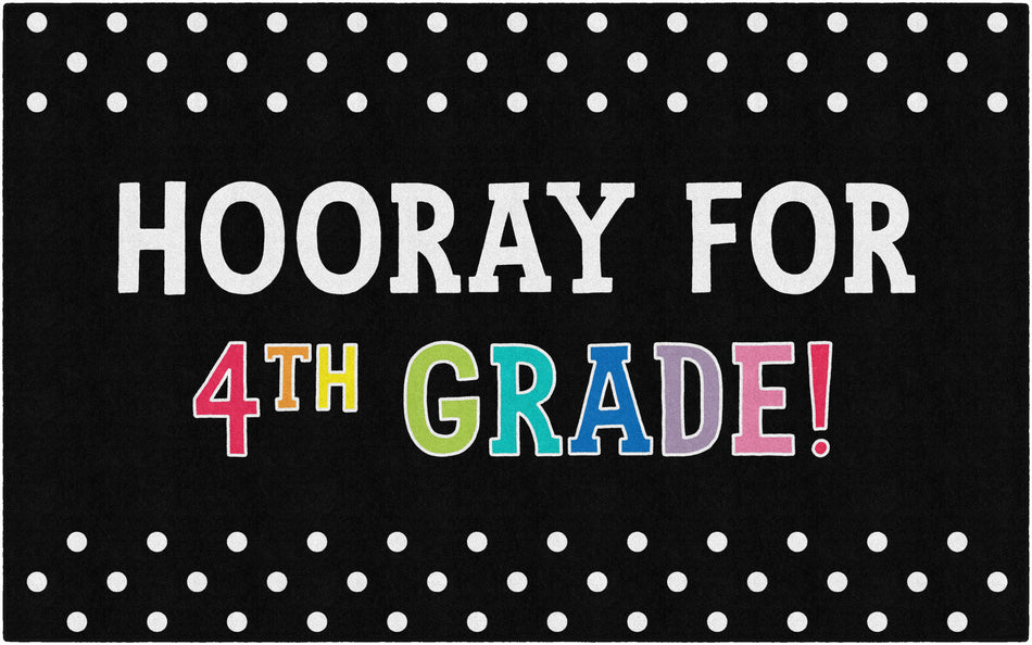 Hooray for 4th Grade on Black RECTANGLE CARPETS 7'6" X 12'