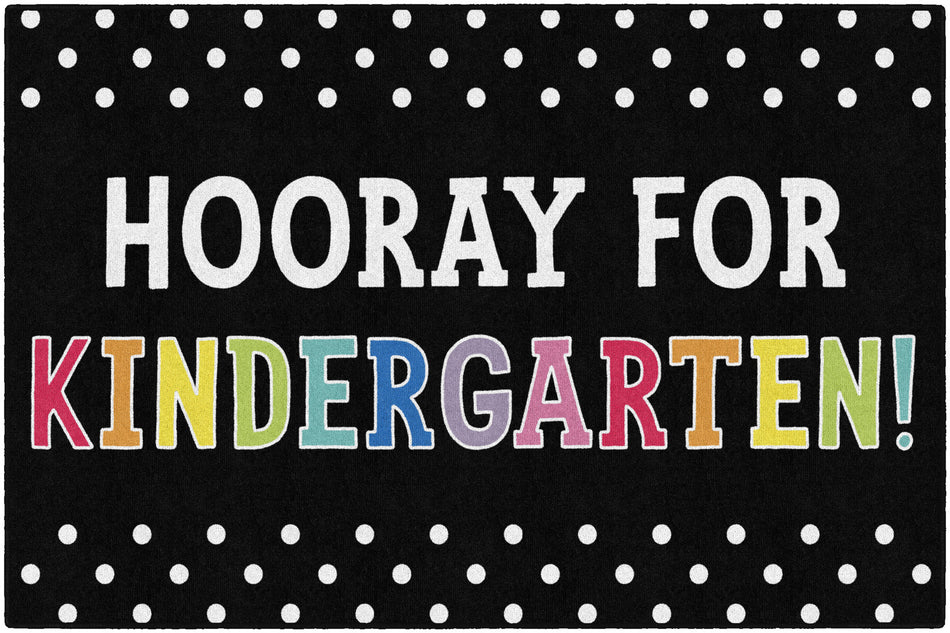 Hooray for Kindergarten on Black RECTANGLE CARPETS 5' X 7'6"