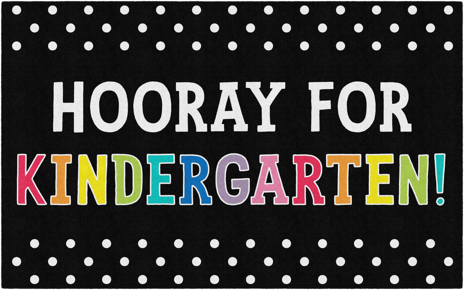 Hooray for Kindergarten on Black RECTANGLE CARPETS 7'6" X 12'