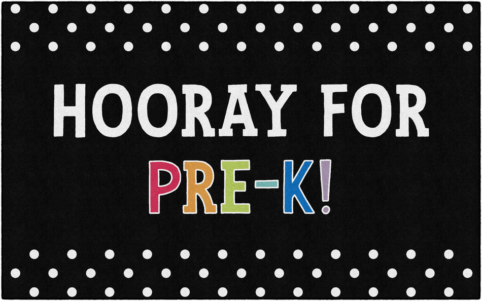 Hooray for PreK on Black RECTANGLE CARPETS 5' X 7'6"