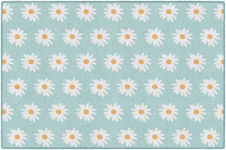 TURQUOISE DAISIES RECTANGLE CARPETS 5' X 7'6"