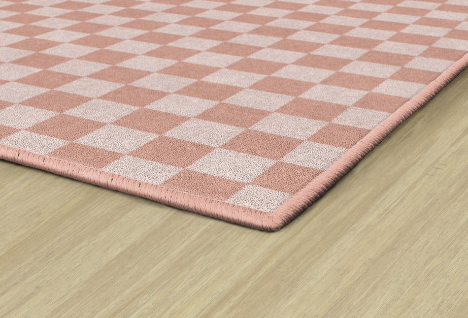 BLUSH CHECKERBOARD RECTANGLE CARPETS 7'6" X 12'