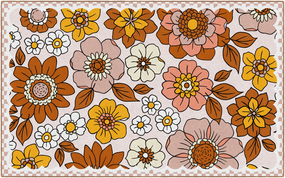 RETRO FLORAL RUG RECTANGLE CARPETS 7'6" X 12'