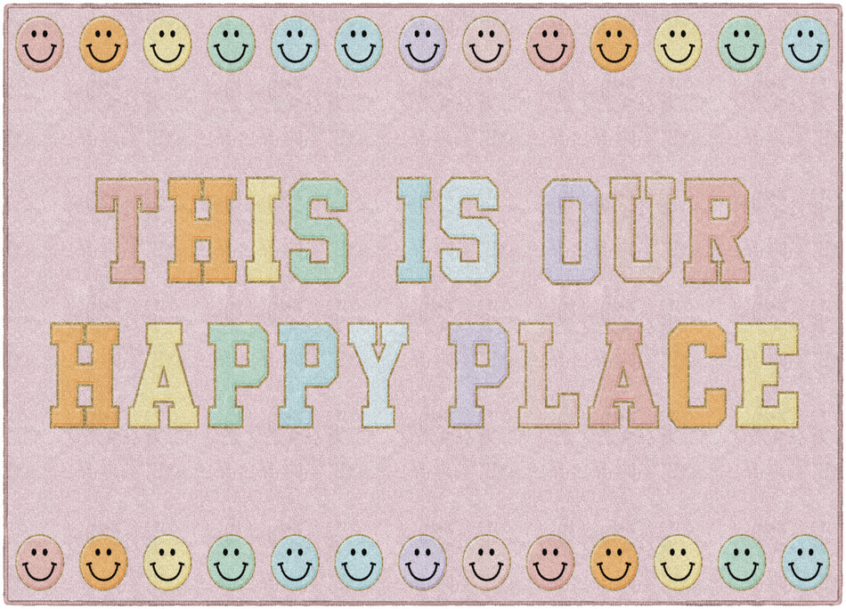 THIS IS OUR HAPPLY PLACE ON PINK RUG RECTANGLE CARPETS 5' X 7'6"