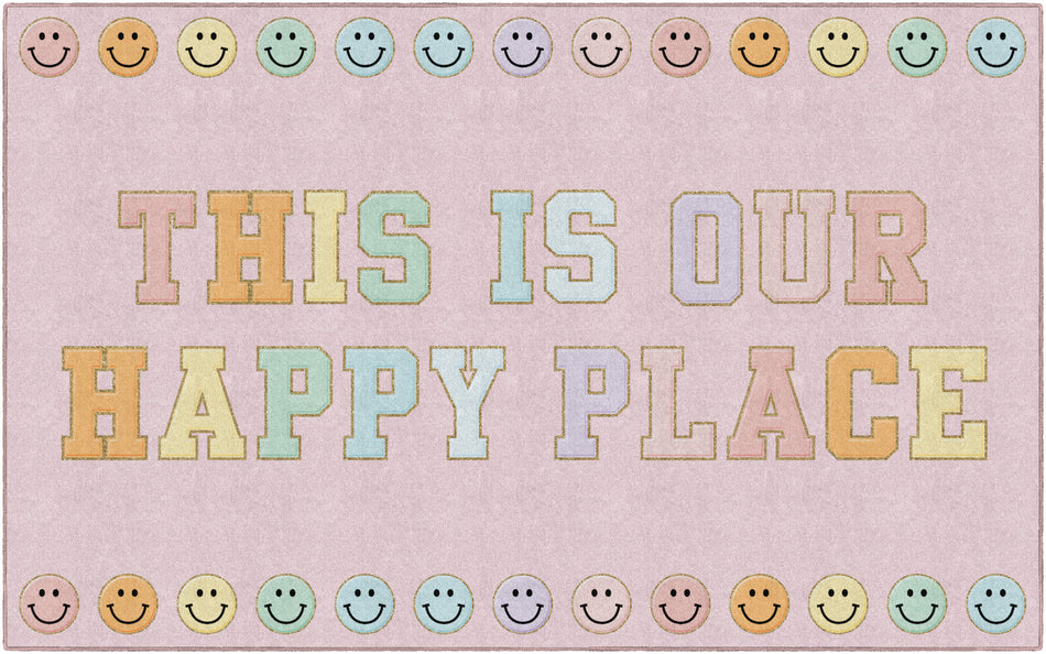 THIS IS OUR HAPPLY PLACE ON PINK RUG RECTANGLE CARPETS 7'6" X 12'