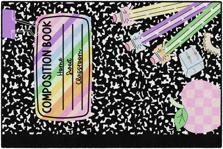 COMPOSTION BOOK WITH APPLE RECTANGLE CARPETS 5' X 7'6"