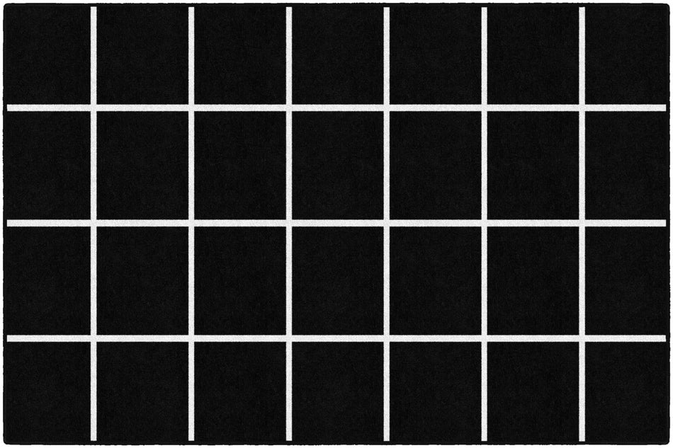 BLACK AND WHITE GRID RUG RECTANGLE CARPETS 5' X 7'6"