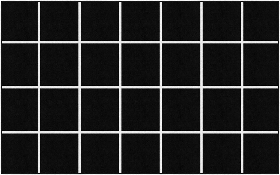 BLACK AND WHITE GRID RUG RECTANGLE CARPETS 7'6" X 12'