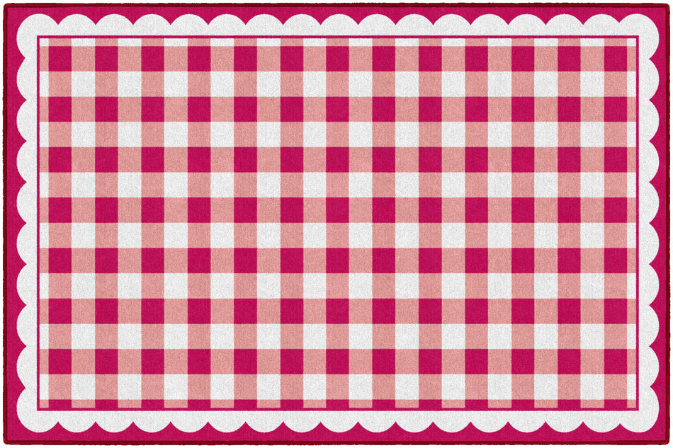 RED GINGHAM RECTANGLE CARPETS 5' X 7'6"