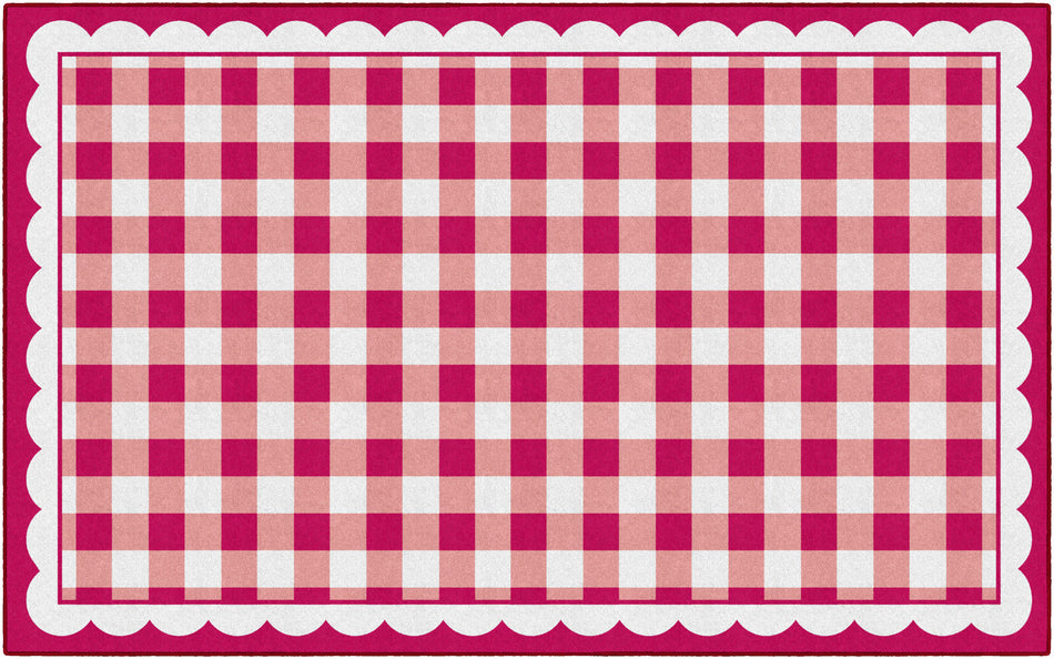 RED GINGHAM RECTANGLE CARPETS 7'6" X 12'