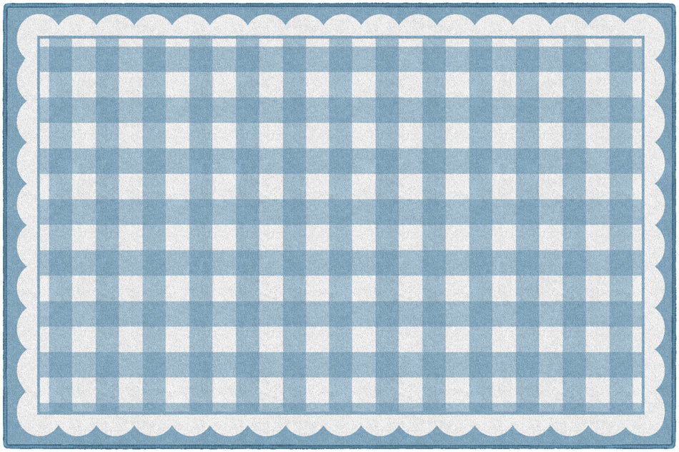 BLUE GINGHAM RECTANGLE CARPETS 5' X 7'6"