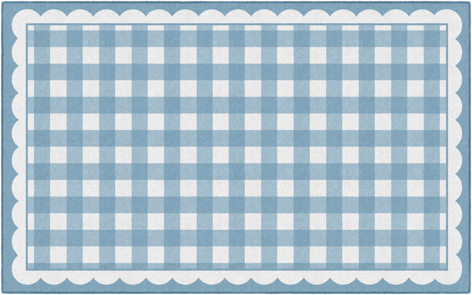 BLUE GINGHAM RECTANGLE CARPETS 7'6" X 12'