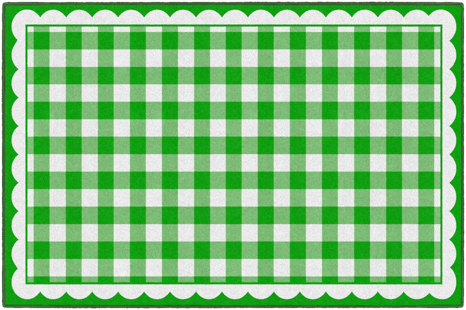 GREEN GINGHAM RECTANGLE CARPETS 5' X 7'6"
