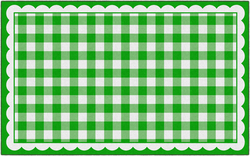 GREEN GINGHAM RECTANGLE CARPETS 7'6" X 12'