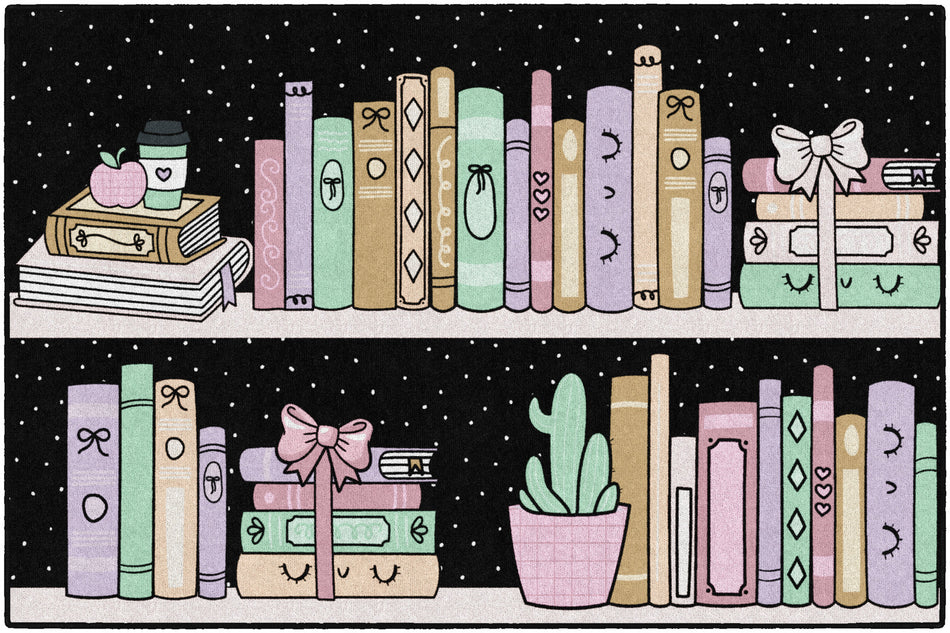 BOOKSHELF WITH DOTS RECTANGLE CARPETS 5' X 7'6"