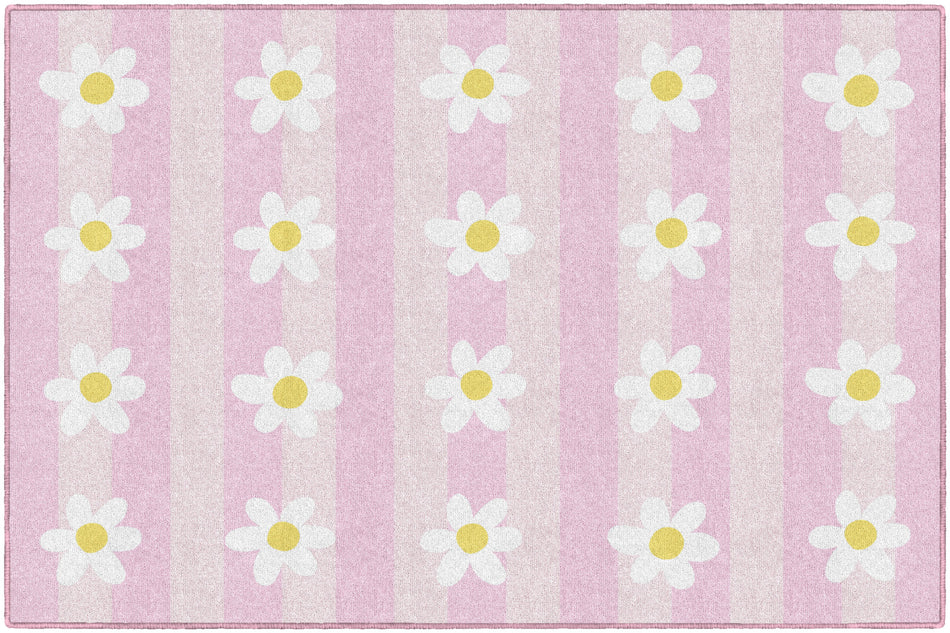 DAISIES SIT SPOTS ON PINK RECTANGLE CARPETS 5' X 7'6"