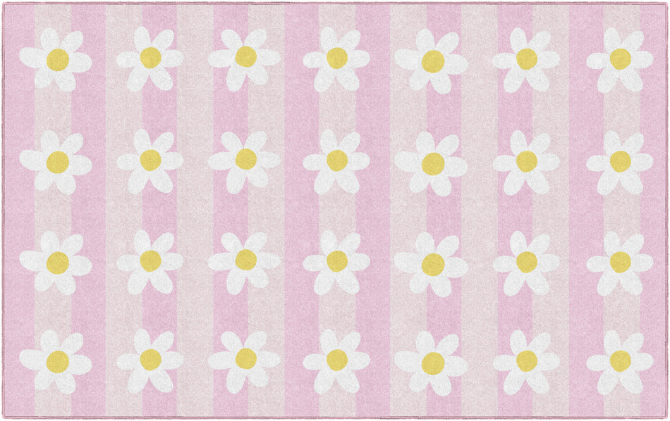 DAISIES SIT SPOTS ON PINK RECTANGLE CARPETS 7'6" X 12'