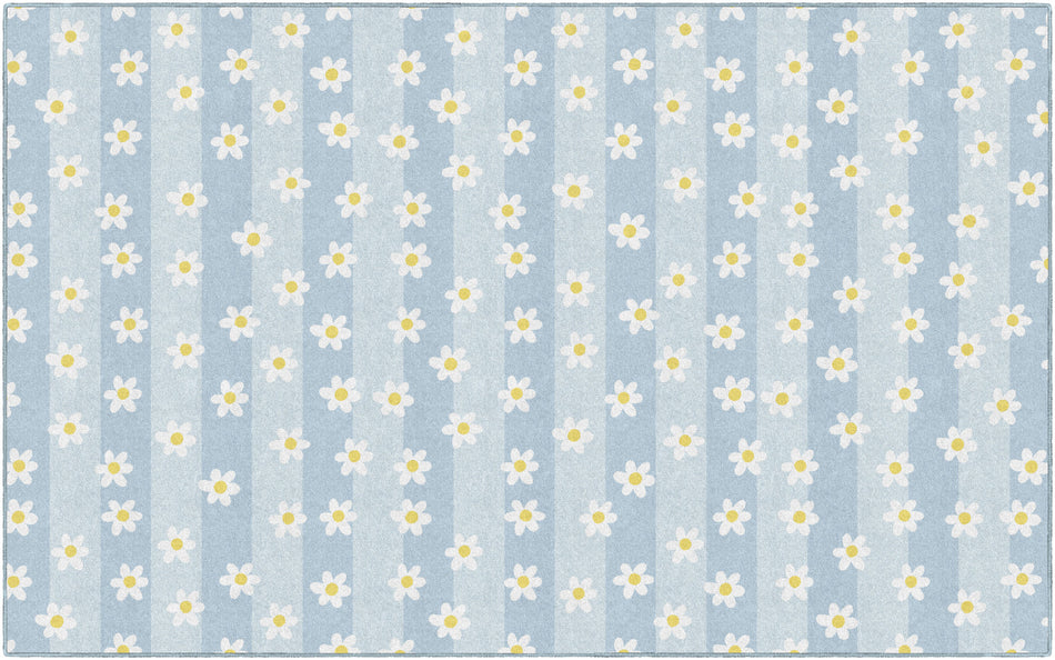 DAISIES ON BLUE STRIPES RECTANGLE CARPETS 7'6" X 12'