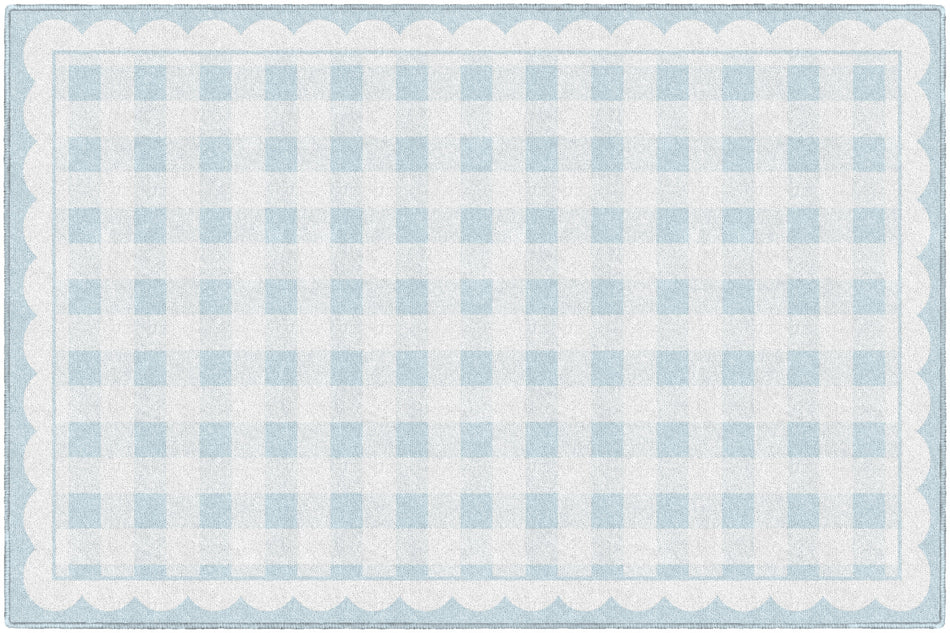 LIGHT BLUE GINGHAM RECTANGLE CARPETS 5' X 7'6"