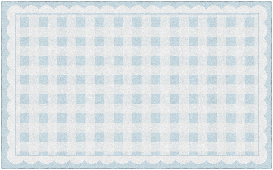 LIGHT BLUE GINGHAM RECTANGLE CARPETS 7'6" X 12'