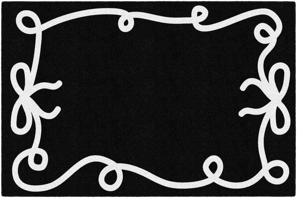 BOW BORDER BLACK RECTANGLE CARPETS 5' X 7'6"