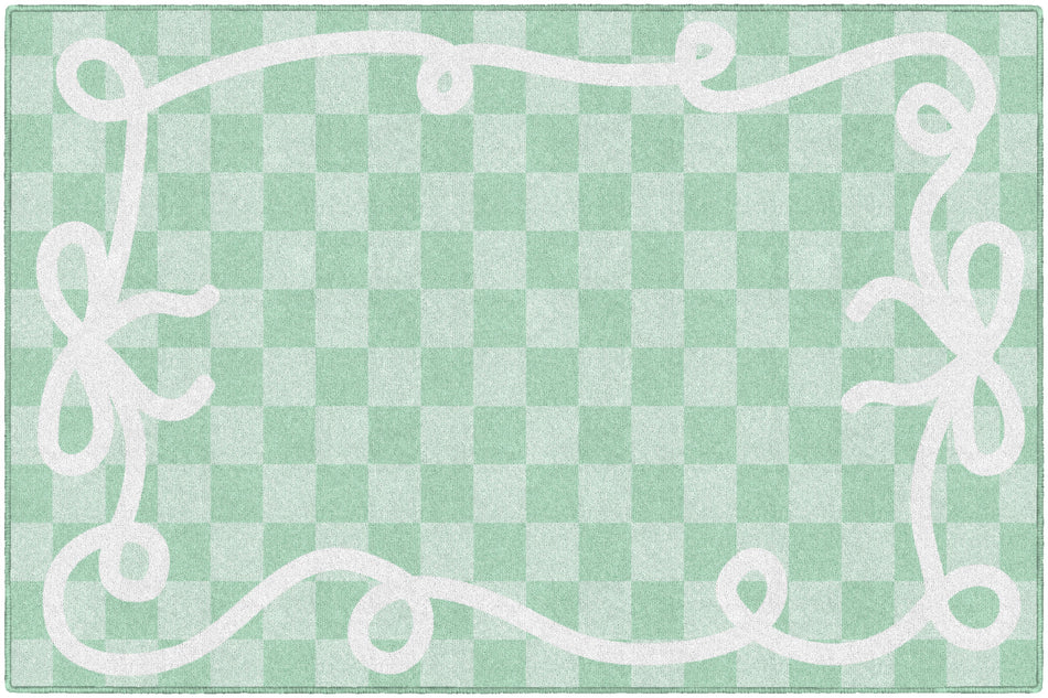 BOW BORDER IN MINT RECTANGLE CARPETS 5' X 7'6"